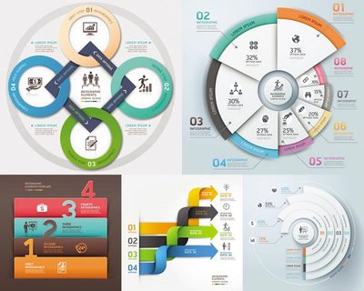 多彩扇形餅狀圖矢量素材 提升網站設計視覺吸引力